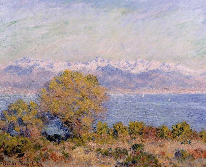 Claude Monet Peinture à l'huile - Les Alpes vues du Cap d'Antibes