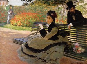 Claude Monet œuvres - La Plage alias Camille Monet sur un banc de jardin