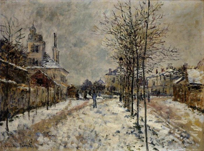 Claude Monet Peinture à l'huile - Le Boulevard de Pontoise à Argenteuil Effet Neige