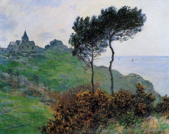 Claude Monet Peinture à l'huile - L'église de Varengaville Météo grise