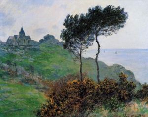 Claude Monet œuvres - L'église de Varengaville Météo grise