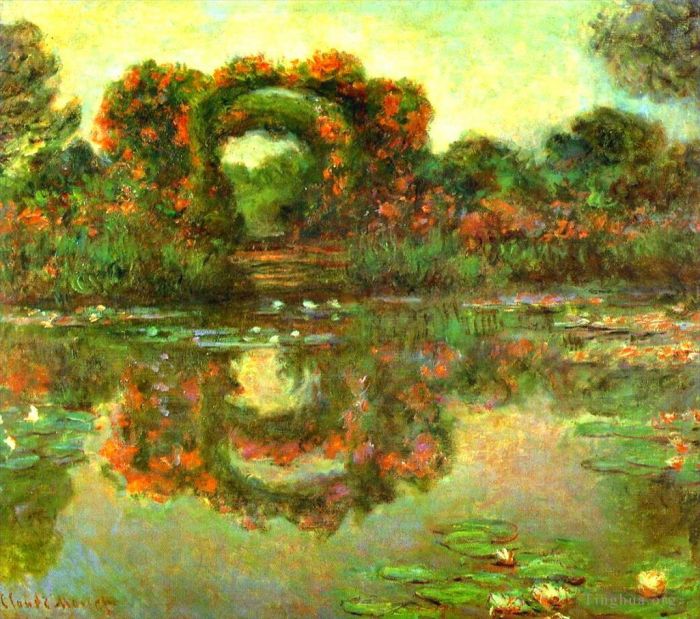 Claude Monet Peinture à l'huile - Les arches fleuries de Giverny