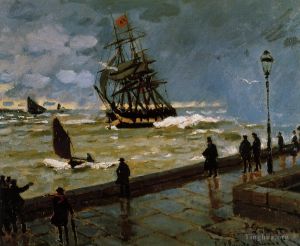 Claude Monet œuvres - La Jetée du Havre dans Rough Westher II