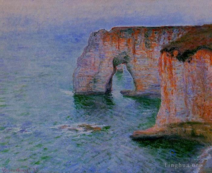 Claude Monet Peinture à l'huile - Manne-Porte, Étretat (Etretat, la Manneporte, reflets sur l'eau)
