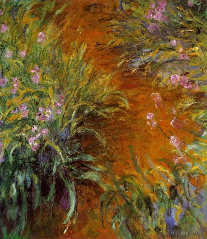 Claude Monet Peinture à l'huile - Le chemin à travers les iris