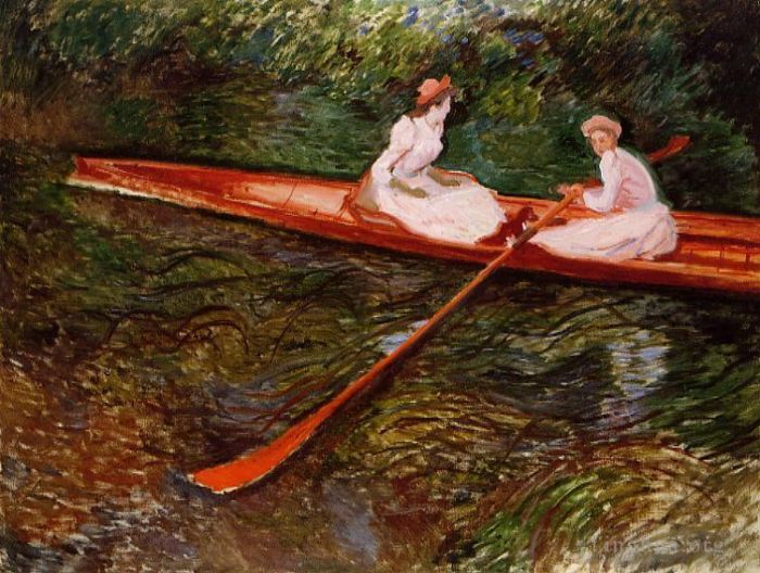 Claude Monet Peinture à l'huile - Le skiff rose