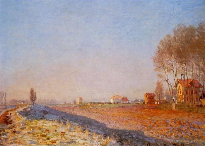 Claude Monet Peinture à l'huile - La Plaine de Colombes Blanc Givre