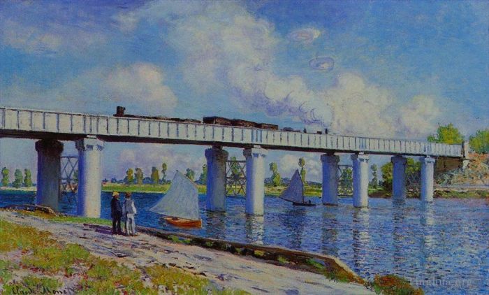 Claude Monet Peinture à l'huile - Le pont ferroviaire d'Argenteuil II