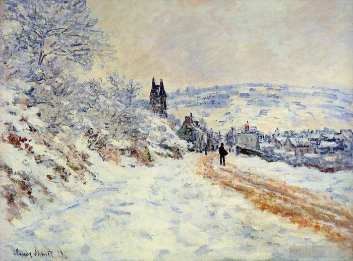 Claude Monet Peinture à l'huile - La route de Vétheuil, effet de neige