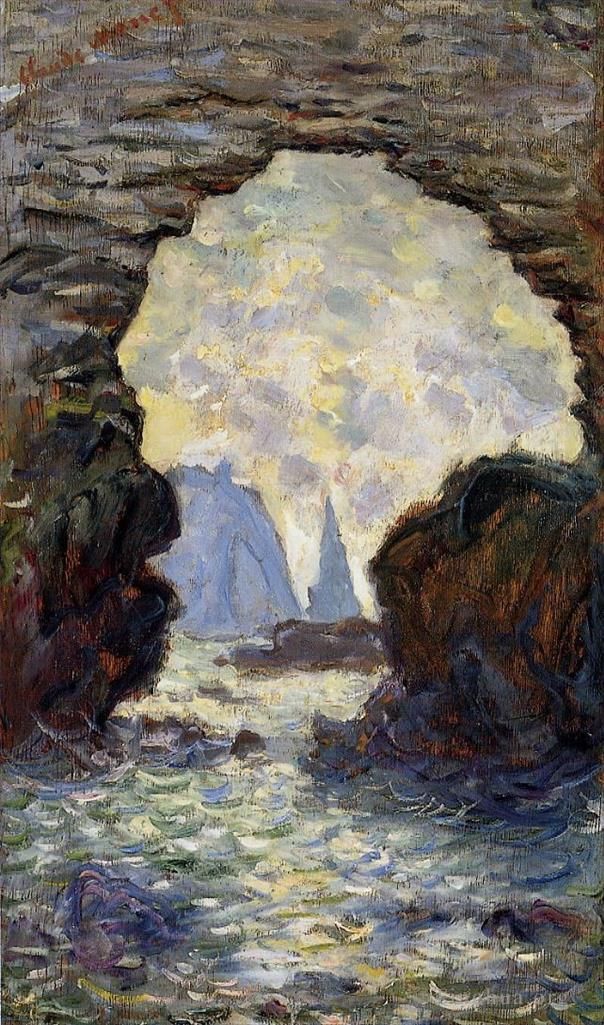 Claude Monet Peinture à l'huile - L'Aiguille du Rocher vue à travers la Porte d'Aumont