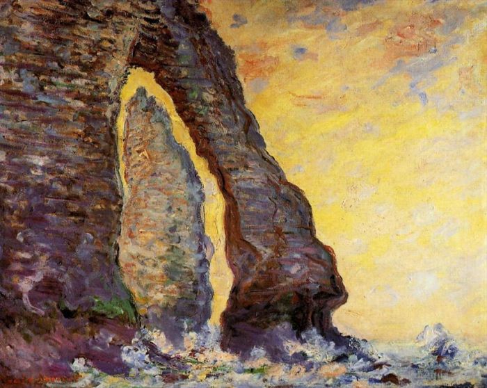 Claude Monet Peinture à l'huile - L'Aiguille du Rocher vue à travers la Porte d'Aval
