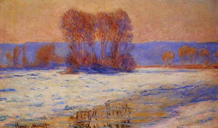 Claude Monet Peinture à l'huile - La Seine à Bennecourt en hiver