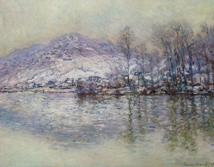 Claude Monet Peinture à l'huile - La Seine à Port Villez Effet Neige