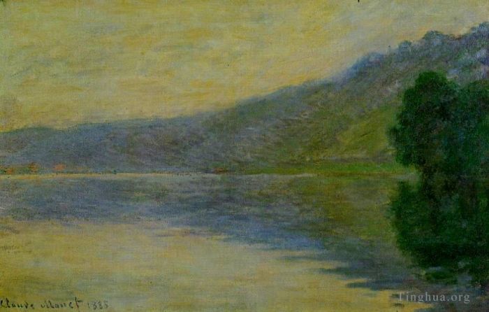 Claude Monet Peinture à l'huile - La Seine à PortVillez Blue Effect