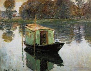 Claude Monet œuvres - Le bateau-atelier 1874