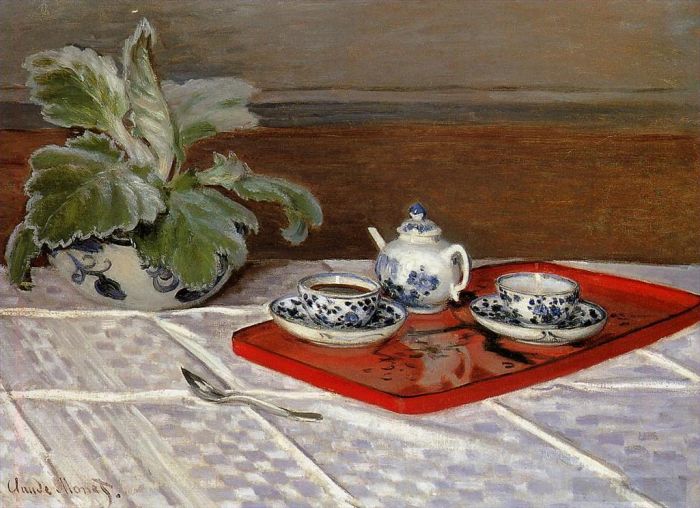 Claude Monet Peinture à l'huile - Le service à thé