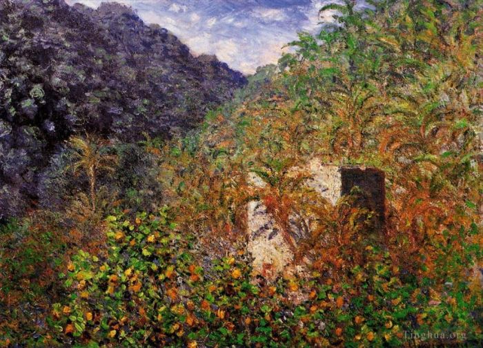 Claude Monet Peinture à l'huile - La Vallée du Sasso Effet Bleu