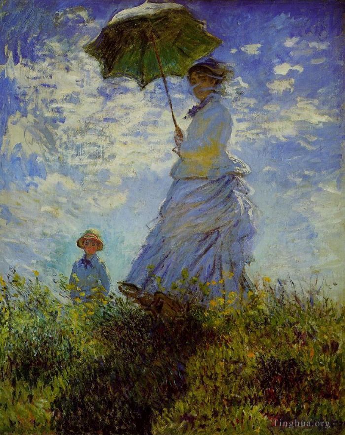 Claude Monet Peinture à l'huile - La promenade de la femme à l'ombrelle