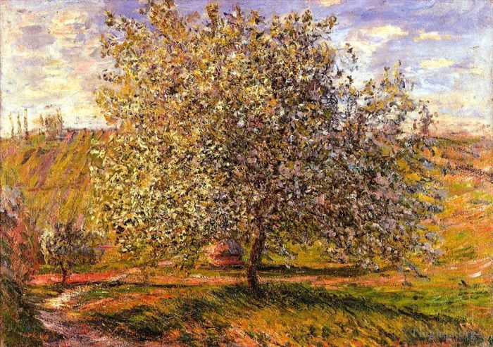 Claude Monet Peinture à l'huile - Arbre en fleur près de Vétheuil