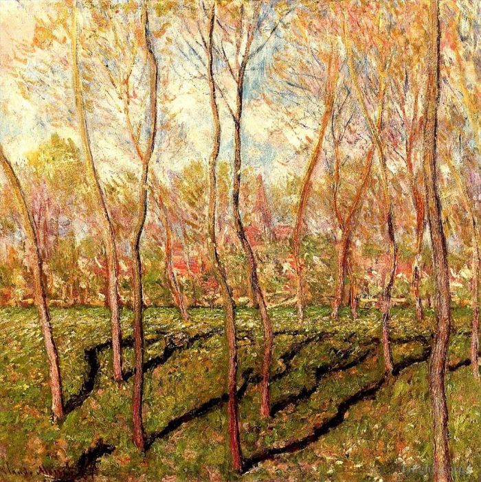 Claude Monet Peinture à l'huile - Arbres en hiver Vue de Bennecourt II