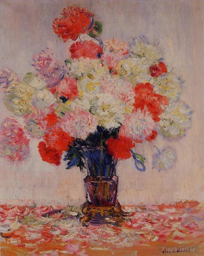 Claude Monet Peinture à l'huile - Vase de Pivoines