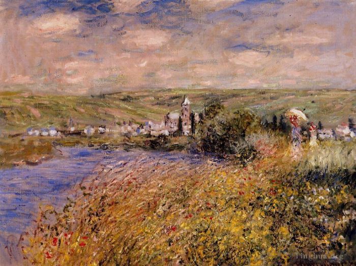 Claude Monet Peinture à l'huile - Vétheuil vu de l'Ile Saint Martin