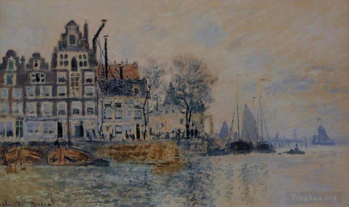 Claude Monet Peinture à l'huile - Vue d'Amsterdam