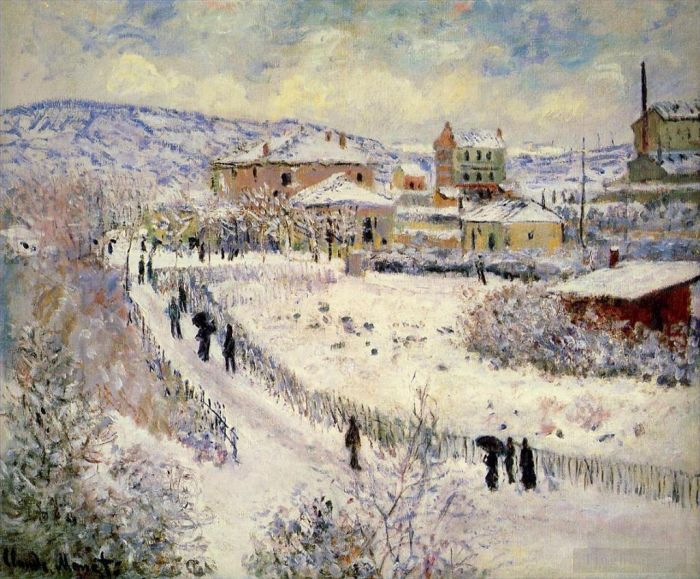 Claude Monet Peinture à l'huile - Vue d'Argenteuil neige