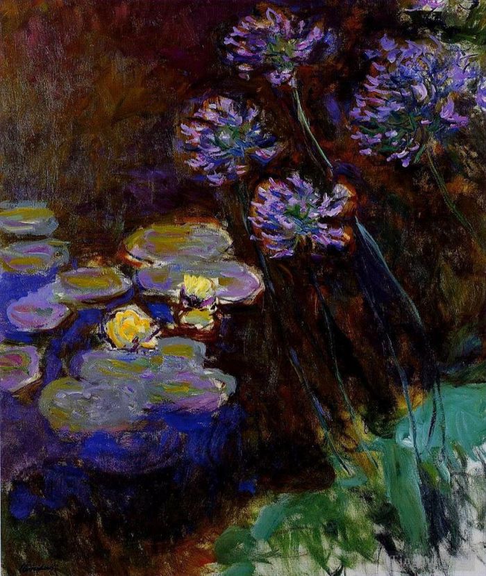 Claude Monet Peinture à l'huile - Nénuphars et Agapanthes
