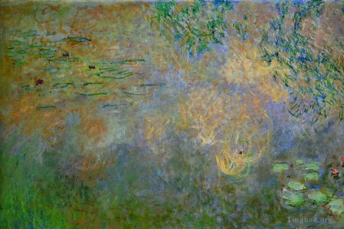 Claude Monet Peinture à l'huile - Bassin aux nénuphars avec iris à moitié gauche
