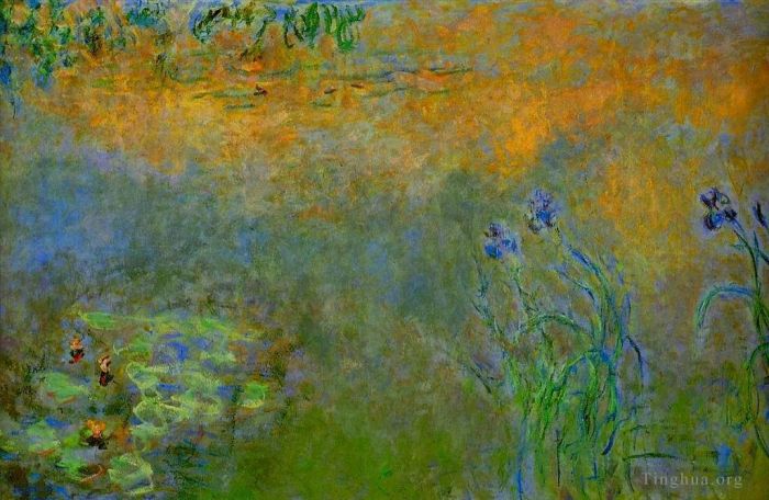 Claude Monet Peinture à l'huile - Bassin aux nénuphars avec iris