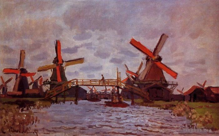 Claude Monet Peinture à l'huile - Moulin à vent près de Zaandam