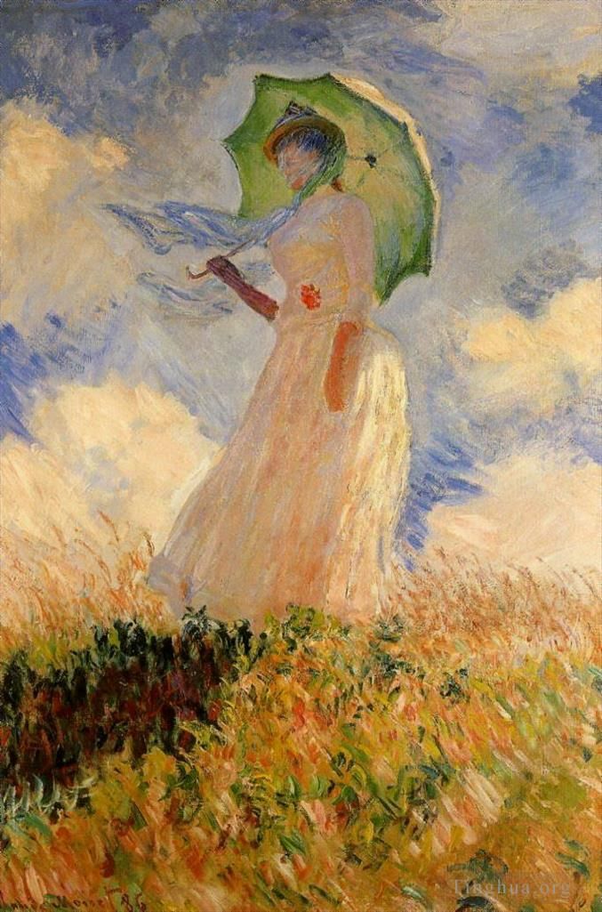Claude Monet Peinture à l'huile - Femme avec un parasol