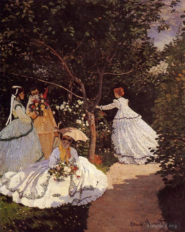 Claude Monet Peinture à l'huile - Femmes au jardin