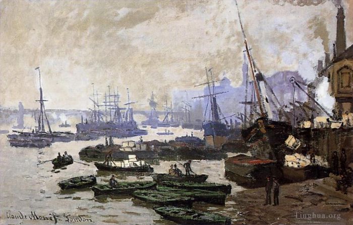 Claude Monet Types de peintures - Bateaux dans le port de Londres