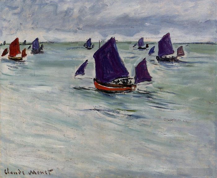 Claude Monet Types de peintures - Bateaux de pêche au large de Pourville