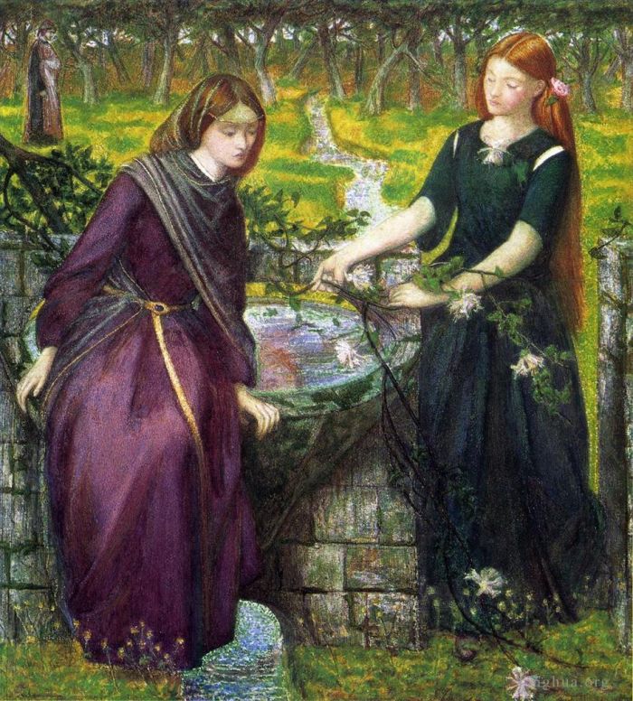 Dante Gabriel Rossetti Peinture à l'huile - Dantès Vision de Rachel et Léa