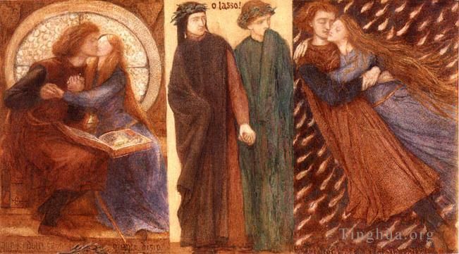 Dante Gabriel Rossetti Peinture à l'huile - Paolo et Francesca 1849