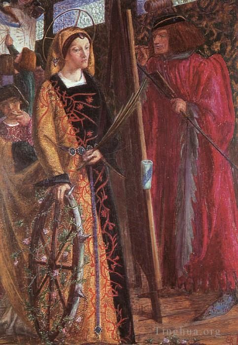 Dante Gabriel Rossetti Peinture à l'huile - Sainte Catherine