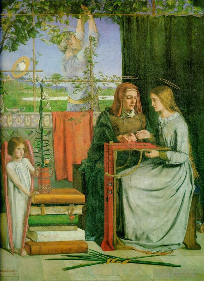 Dante Gabriel Rossetti Peinture à l'huile - L'Enfance de la Vierge