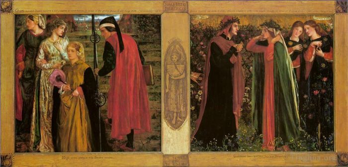 Dante Gabriel Rossetti Peinture à l'huile - La salutation de Béatrice