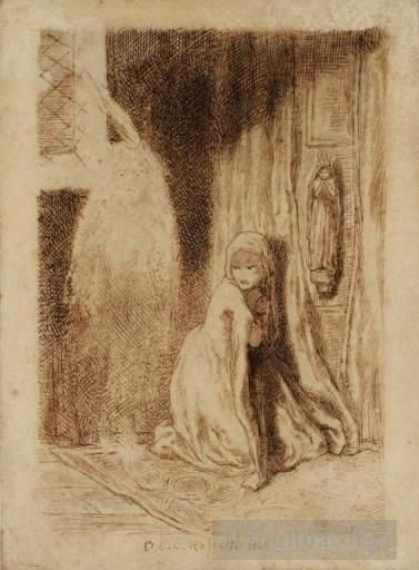 Dante Gabriel Rossetti Types de peintures - Faust Marguerite dans l'Église