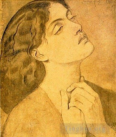 Dante Gabriel Rossetti Types de peintures - Étude de Guenièvre pour Sir Lancelot dans la Chambre de la Reine