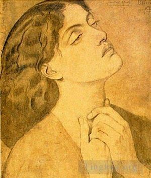 Dante Gabriel Rossetti œuvres - Étude de Guenièvre pour Sir Lancelot dans la Chambre de la Reine