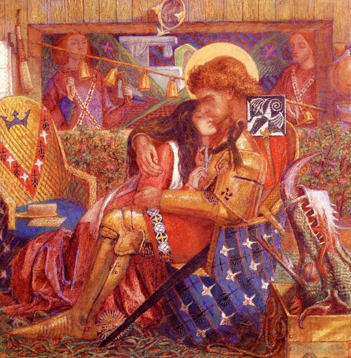 Dante Gabriel Rossetti Types de peintures - Le mariage de Saint Georges et de la princesse Sabra