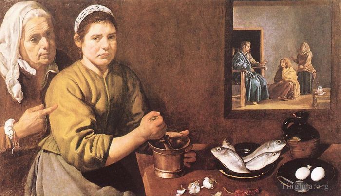 Diego Vélasquez Peinture à l'huile - Le Christ dans la maison de Marie et Marthe