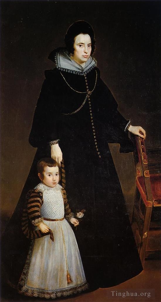 Diego Vélasquez Peinture à l'huile - Dona Antonia d'Ipenarrieta et Galdos avec son fils