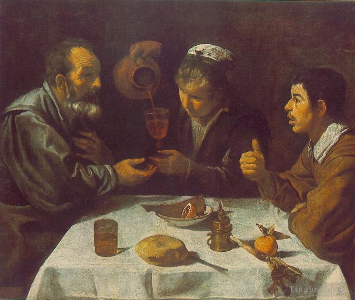 Diego Vélasquez Peinture à l'huile - Paysans à table