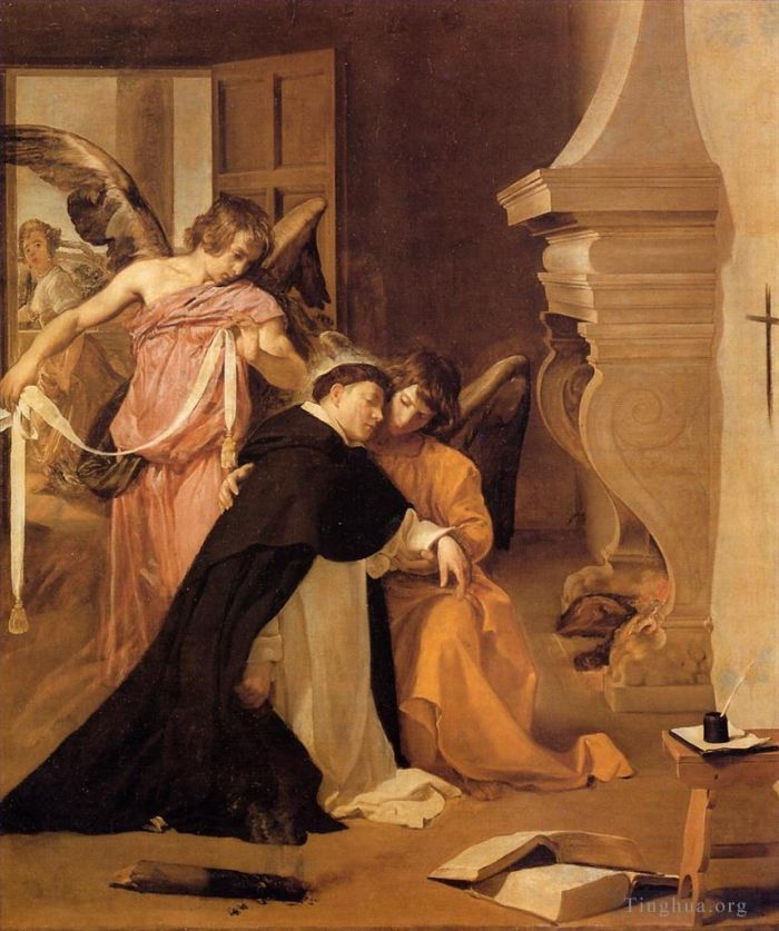 Diego Vélasquez Peinture à l'huile - La tentation de saint Thomas d'Aquin