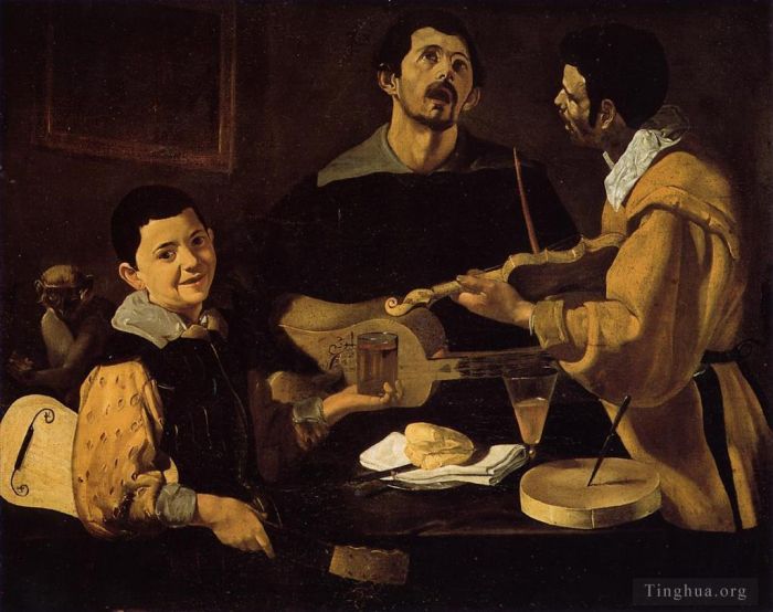 Diego Vélasquez Peinture à l'huile - Trois musiciens alias trio musical